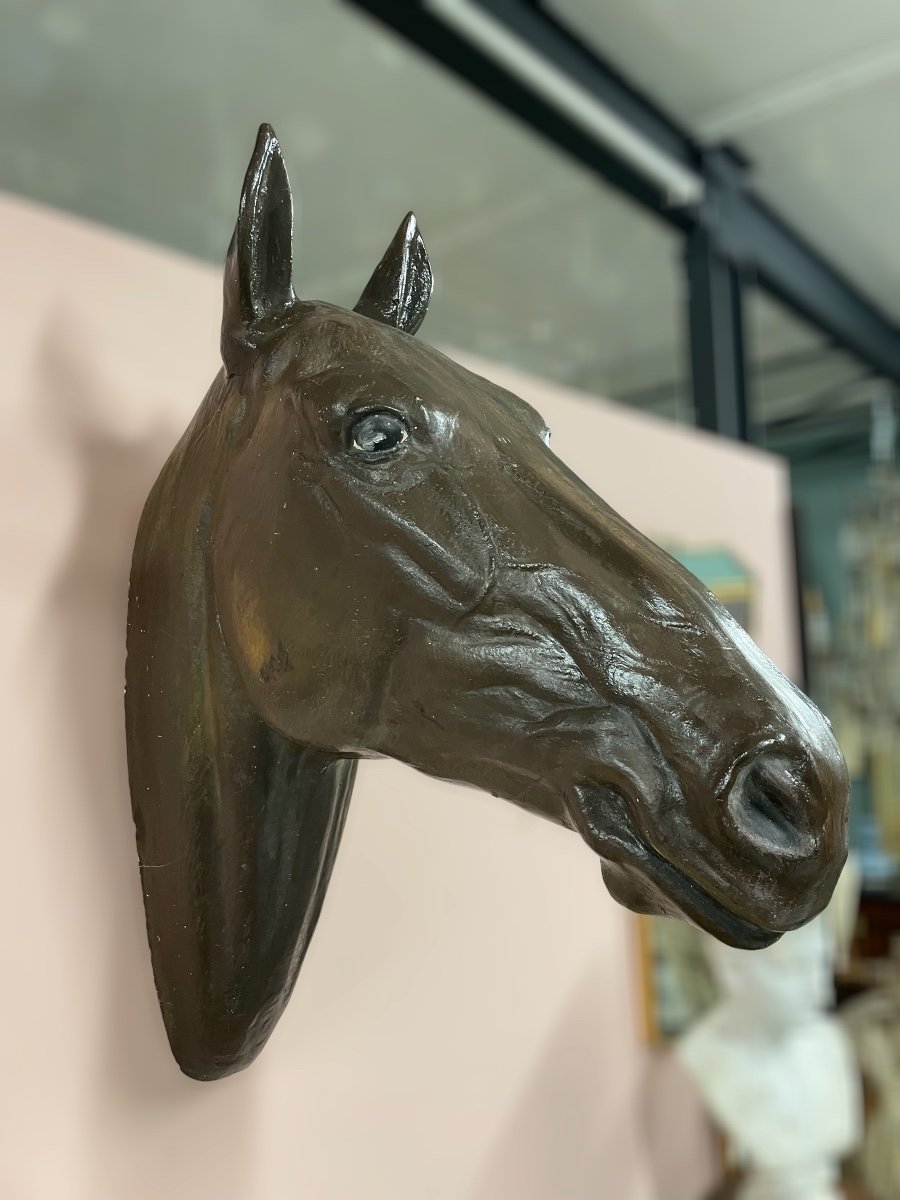 Tête De Cheval Décorative En Plâtre H: 80 Cm